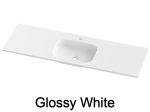 Plan vasque lavabo, sur mesure, Largeur 70 à 200 cm x Profondeur 40 à 80 cm, résine composite de haute qualité, Finition lisse blanc BRILLANT laqué ou mate, Livraison Offerte.